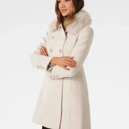Forever New Cream Regular Fit Coat image 3