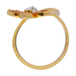 C. Krishniah Chetty Group Gold & Diamond Floral Twist Ruby Spiral Ring image 2