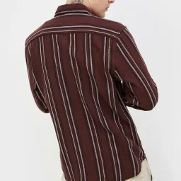 Fame Forever By Lifestyle Brown Regular Fit Striped Shirt image 2