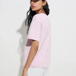 studiofit women Studiofit by Westside Light Pink Text Design Cotton T-Shirt image 2