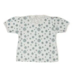 MiArcus Kids White & Light Green Floral Print T-Shirt with Dungree image 3