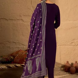 Indo Era Women Ethnic Motifs Embroidered Regular Thread Work Pure Cotton Kurta with Trousers & With Dupatta image 5