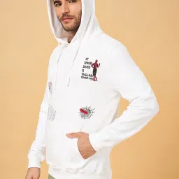 Urban Ranger by Pantaloons White Cotton Regular Fit Printed Hooded Sweatshirt image 3