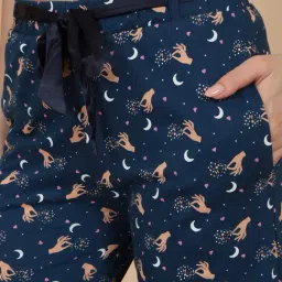 Sweet Dreams Navy Cotton Regular Fit Printed Pyjama image 4
