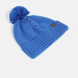 WROGN Unisex Blue Self-Design Woollen Beanie image 2