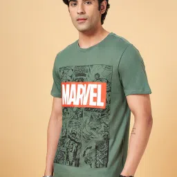 SF Jeans by Pantaloons Green Cotton Slim Fit Printed T-Shirt image 3