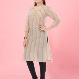 Aarika Kids Girls Peach-Black Colour Cotton Striped Kurti Legging Set image 3