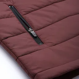 Blackberrys Men Maroon & Black Slim Fit Colourblocked Quilted Jacket image 3