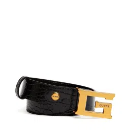 Guess Men Black Polyurethane Textured Adjustable Belt with Pin Buckle image 2