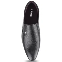Metro Men's Black Formal Loafers image 3