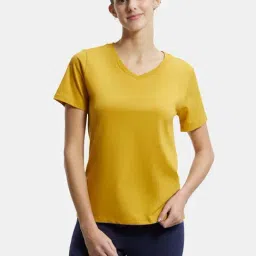 Jockey AW89 Women's Super Combed Cotton Rich Fabric Relaxed Fit V-Neck Half Sleeve T-Shirt-picture-13