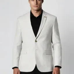 Van Heusen Beige Slim Fit Self Pattern Blazer-picture-11