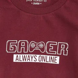 Pantaloons Junior Maroon Printed Full Sleeves Sweatshirt image 3