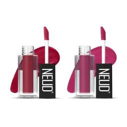 Neud Matte Liquid Lipstick Combo Peachy Pink & Quirky Tease with Two Lip Gloss Free image 2