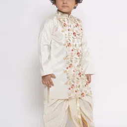 Little Bansi Cream Floral Print Full Sleeves Sherwani Set image 3