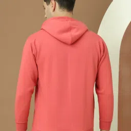 Vimal Jonney Pink Fleece Regular Fit Solid Hooded Sweatshirt image 2