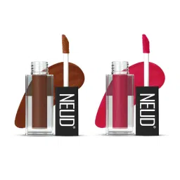 Neud Matte Liquid Lipstick Combo Mocha Brownie & Hottie Crush with Two Lip Gloss Free image 2