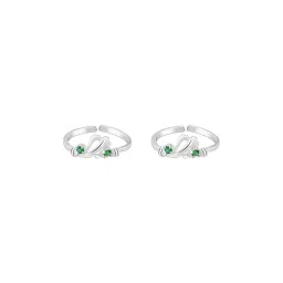 GIVA 92.5 Sterling Silver Graceful Emerald Toe Rings image 3