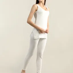 Neva White Striped Thermal Top & Bottom Set image 3