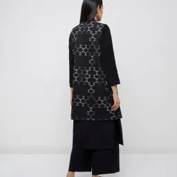 Utsa by Westside Black Geometric Design Quilted Cotton Jacket image 2