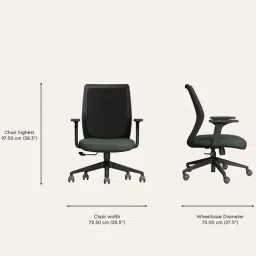 Godrej Interio Fabric Office Arm Chair Grey, Optional Installation Available image 3