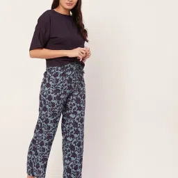 Moomaya Blue Floral Print Top With Pants image 3