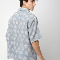 Vastrado Blue Cotton Relaxed Fit Printed Shirt image 2