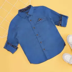 Pantaloons Junior Boys Amparo Blue Cotton Over Dyed Full Sleeves Shirts-picture-26
