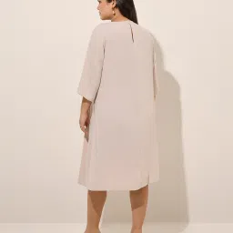 Gia by Westside Beige Crinkle-Textured A-Line Dress image 2