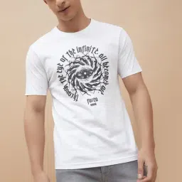 Forca By Lifestyle White Cotton Regular Fit Printed T-Shirt-image-93