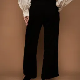 KASSUALLY Black Solid Formal Trousers image 2