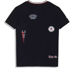 TOMMY HILFIGER Boys Blue Cotton Embroidered T-Shirt image 2