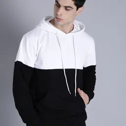 Kook N Keech Men White & Black Colourblocked Hooded Sweatshirt image 5