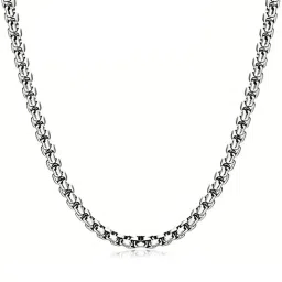 Peora Silver Plated Stainless Steel Box Stylish Chain image 2