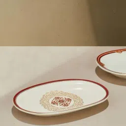 Fabindia Chitra Red Ceramic Small Oval Platter-picture-19