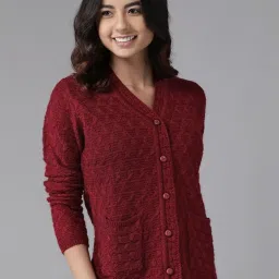 Cayman Maroon Embroidered Cardigan image 1