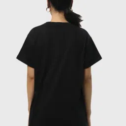 Bewakoof Women's Black Blue Vibes Graphic Printed Boyfriend T-Shirt image 2