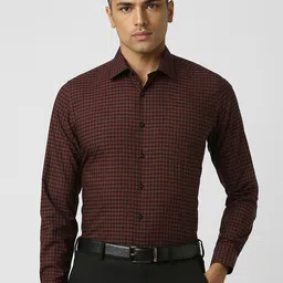 Van Heusen Men Spread Collar Checked Cotton Slim Fit Formal Shirt-image-14