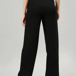 FEMEA Black Cotton Blend Textured Trackpants image 2