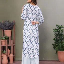 Rangita White & Blue Printed Kurta image 2