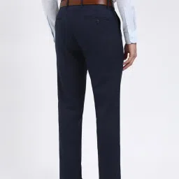 Peter England Navy Slim Fit Printed Trousers image 2