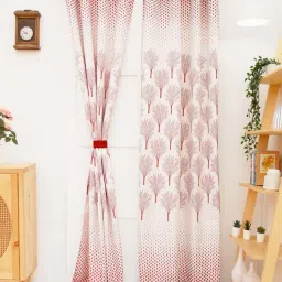 Ariana 'Valerian' Red & White Polyester 7 ft. Design Door Curtain - Set of 1 image 1