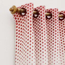 Ariana 'Valerian' Red & White Polyester 7 ft. Design Door Curtain - Set of 1 image 2