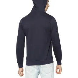 Campus Sutra Dark Blue Printed Regular Fit Hooded Sweatshirt image 2