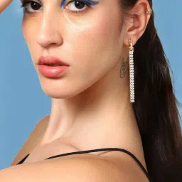 Sohi Gold Plated Party Designer Stone Dangler Earrings image 2