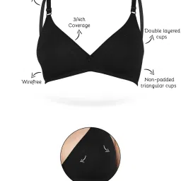 Inner Sense Black Half Coverage T-Shirt Bra - Pack of 3 image 4