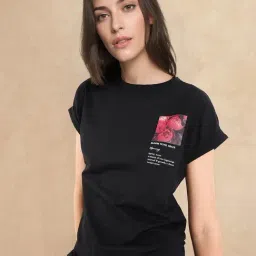 RAREISM Black Cotton Blend Printed Short Sleeves T-Shirt-picture-27