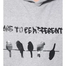 Campus Sutra Light Grey Printed Regular Fit Hooded Sweatshirt image 4