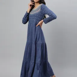 Aurelia Blue Printed A Line Kurta image 3