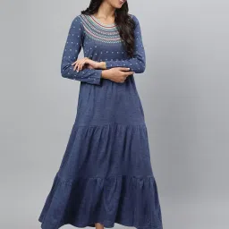 Aurelia Blue Printed A Line Kurta image 4